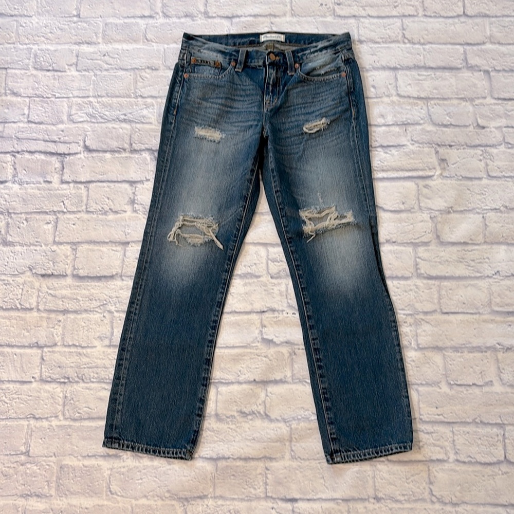 Madewell Boy Jean Mid Rise Distressed Denim Blue Jeans Size 26